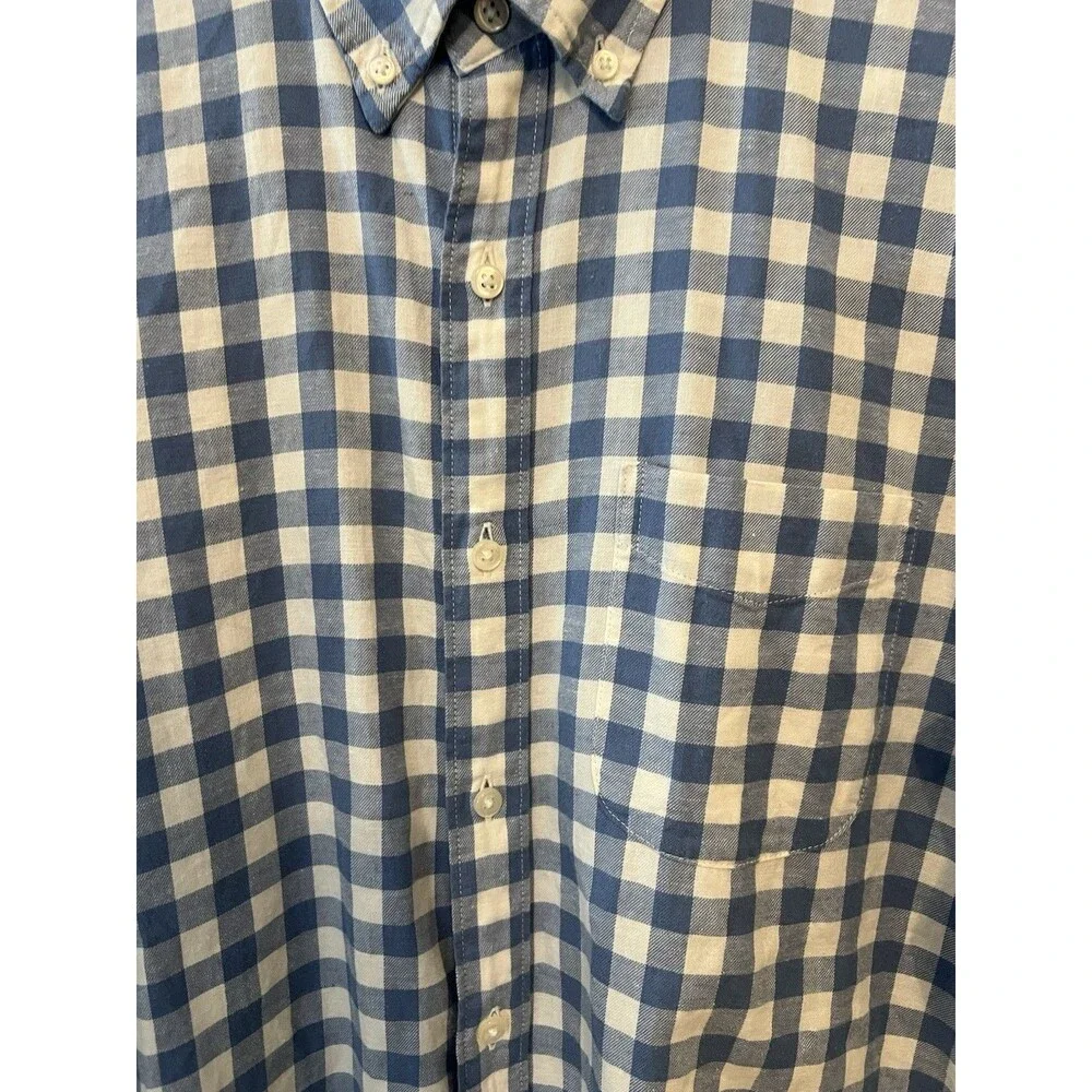J.Crew Men's Slim Fit Gingham Long Sleeve Button-Down Shirt blue and white Med